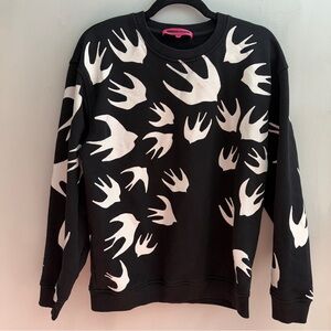 Black & White Swallow Print Crewneck Sweatshirt - Unbranded